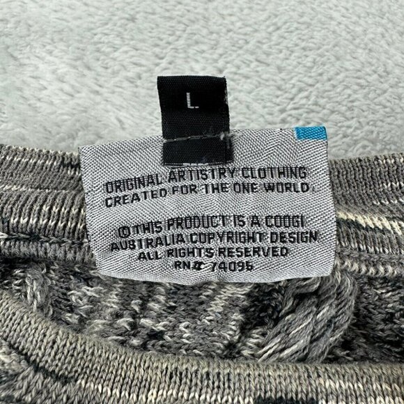 Vintage Coogi Australia Knit Grey Sweater Men's Size Large - Picture 4 of 13